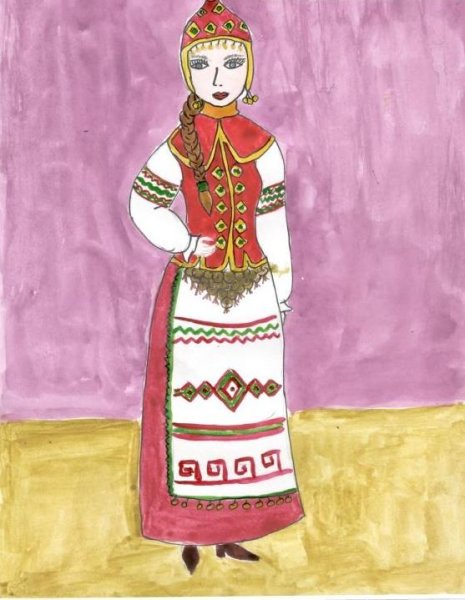 Чувашский костюм рисунок