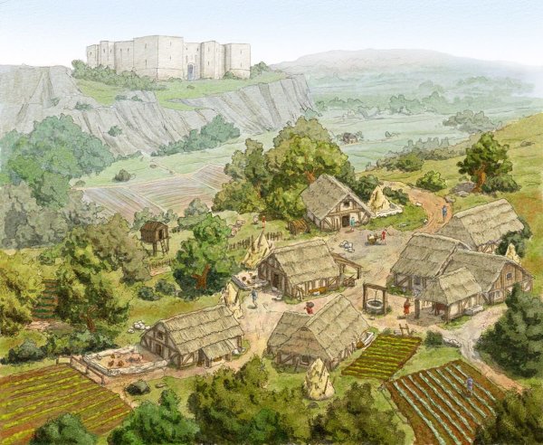 Средневековая деревня в Европе