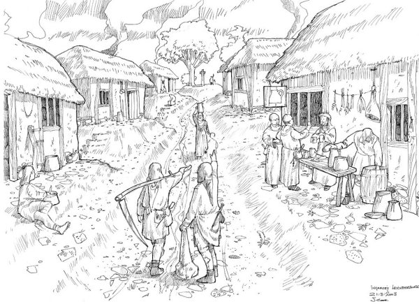 Скетч деревни в средние века