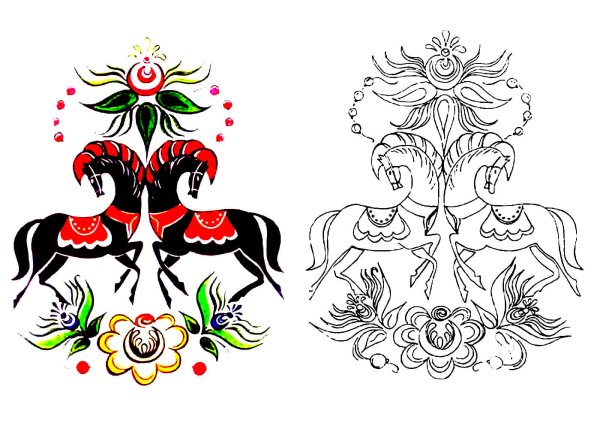 Травяной орнамент хохломской росписи