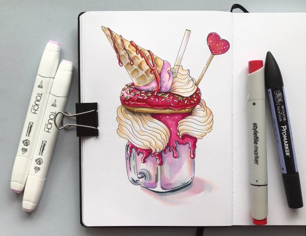 Скетчинг еда карандашом