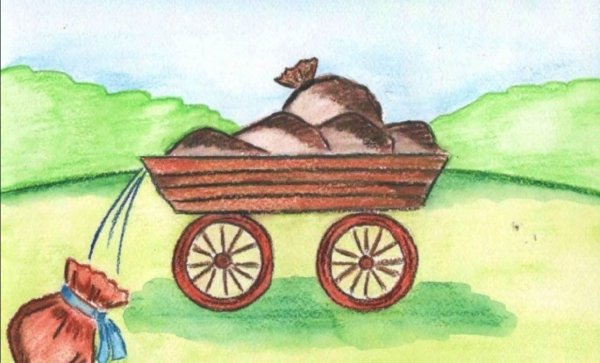 Телега с мешками