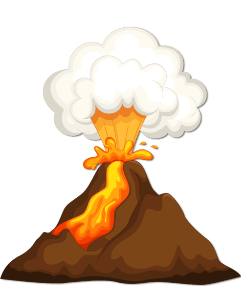 Извержение вулкана на белом фоне