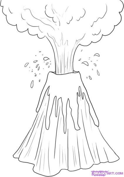 Вулкан раскраска для детей