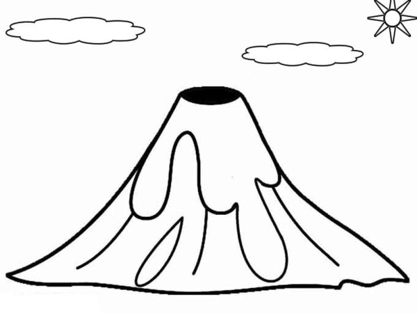 Вулкан раскраска для детей