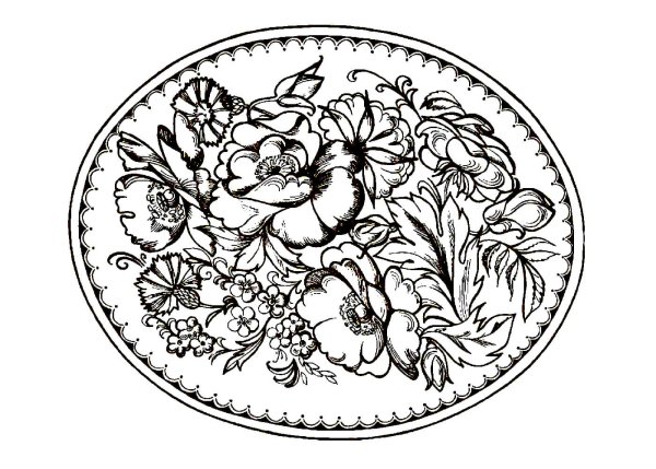 Жостовский поднос контур