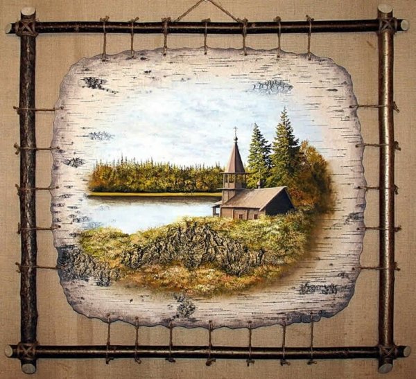 Роспись по бересте Сергея Сурина