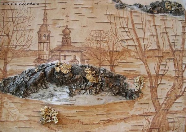 Евгений Ушаков панно береста