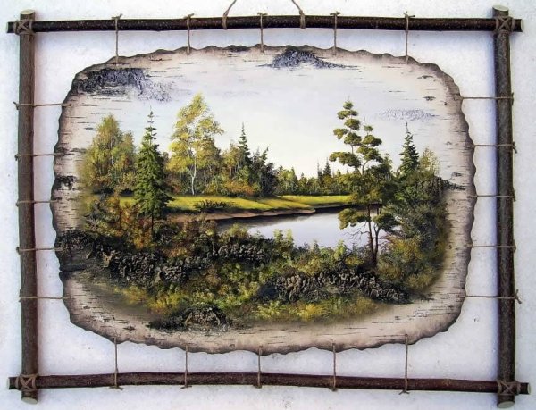 Сергей Сурин картины на бересте