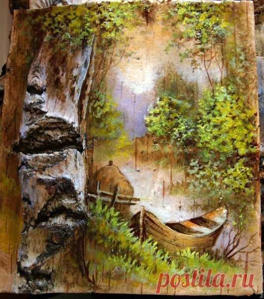 Картина на бересте пейзажи