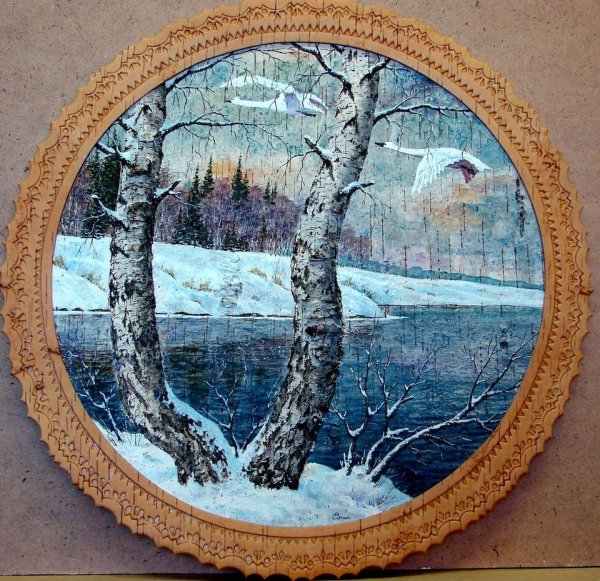 Зинин Сергей Александрович пейзажи на бересте