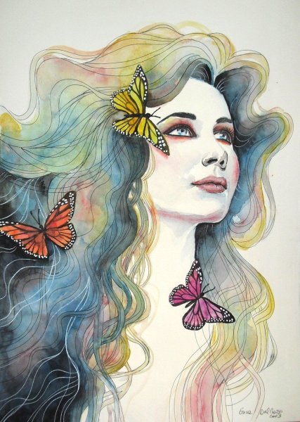 Акварельные рисунки девушек