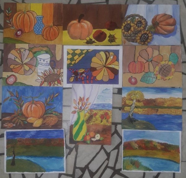 Осенние композиции детских художественных школ