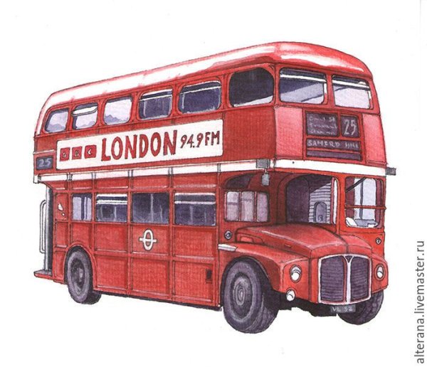 Нарисовать английский автобус