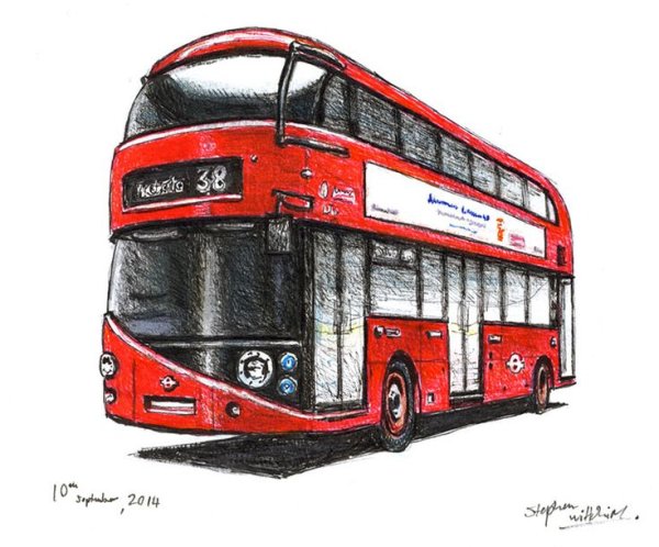 Лондонский автобус карандашом