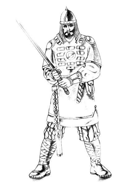 Древнерусский воин карандашом