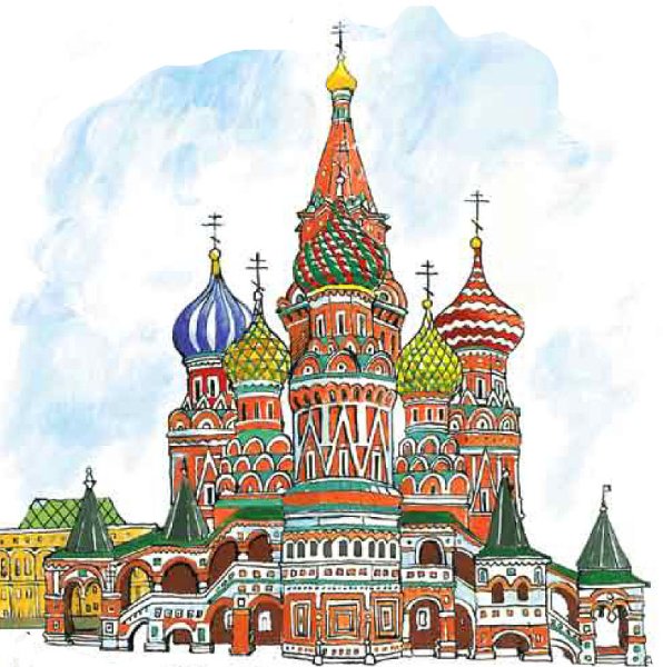 Храм Василия Блаженного Москва рисунок