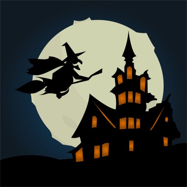 Силуэт ведьмы на Хэллоуин