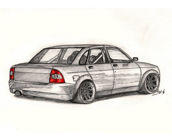 Рисунок заниженной Приоры