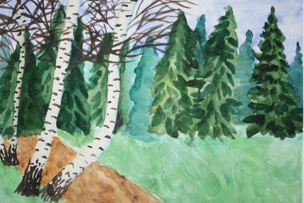 Рисование для детей лес