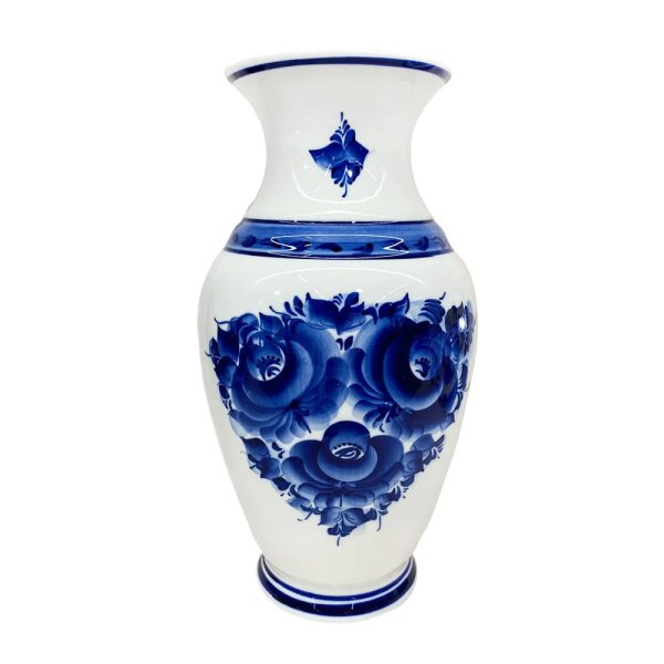 Рисунок вазы с гжельской росписью