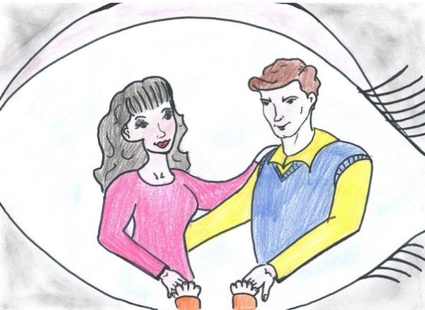 Нарисованная мама и отец