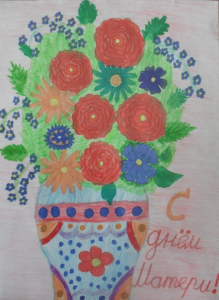 Букет цветов красками для детей