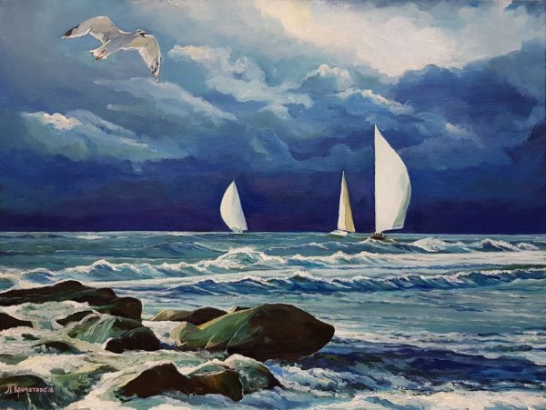 Нарисовать морской пейзаж