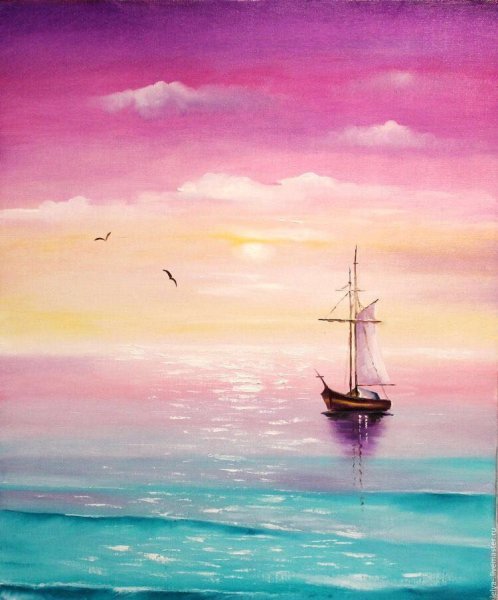 Морской пейзаж акрилом