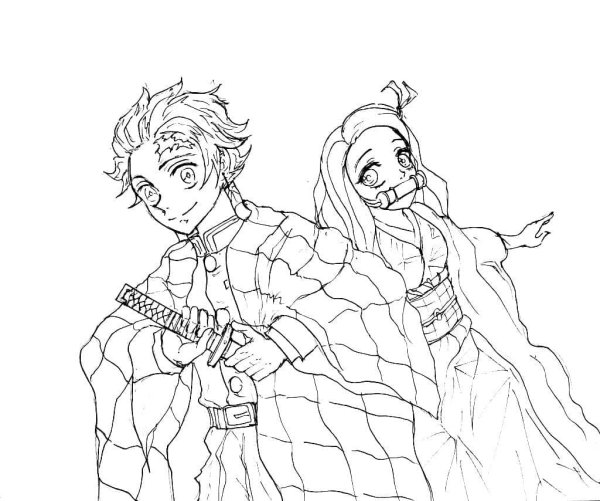 Клинок рассекающий демонов раскраска Танджиро