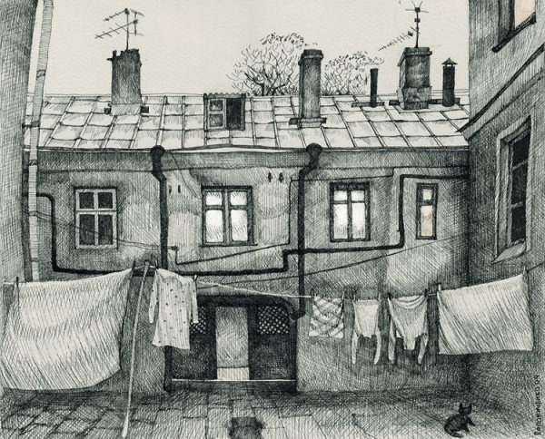 Пейзаж двора Татьяны Поповиченко