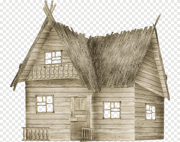 Деревенский дом на белом фоне