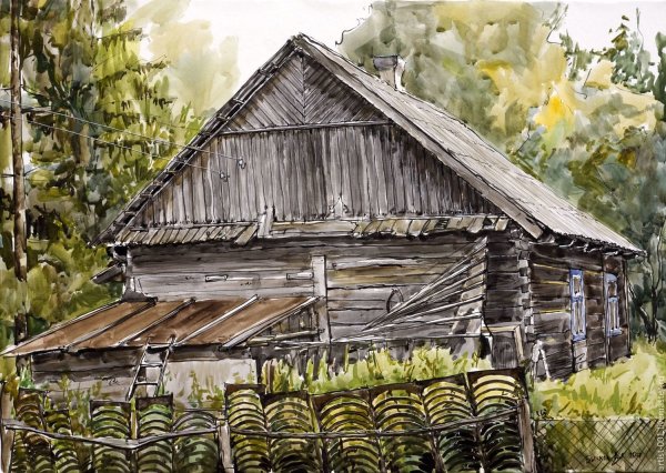 Нарисовать деревенский домик