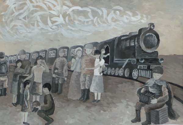 Поезд в годы войны рисунок