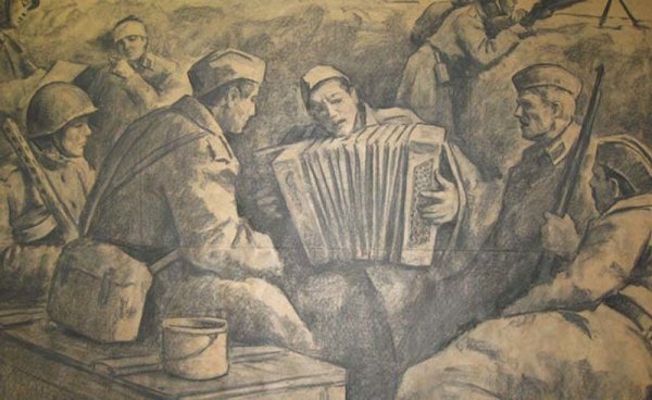 Солдаты в землянке Великая Отечественная война