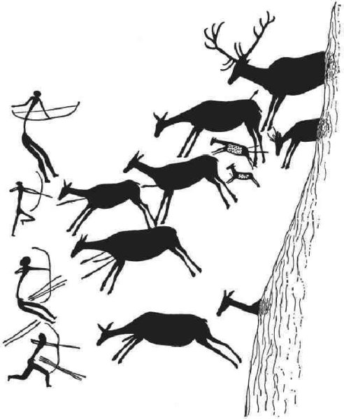 Наскальные рисунки первобытных людей мезолит