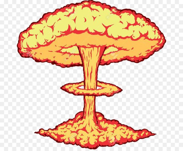 Ядерный гриб на белом фоне