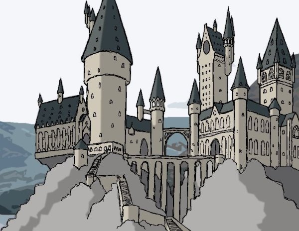Гарри Поттер и замок Хогвартс нарисовать