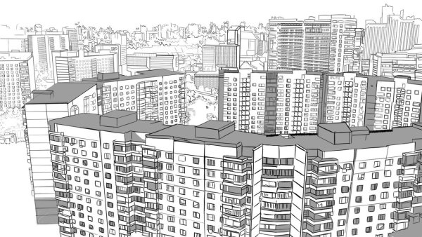 Нарисованные многоэтажки