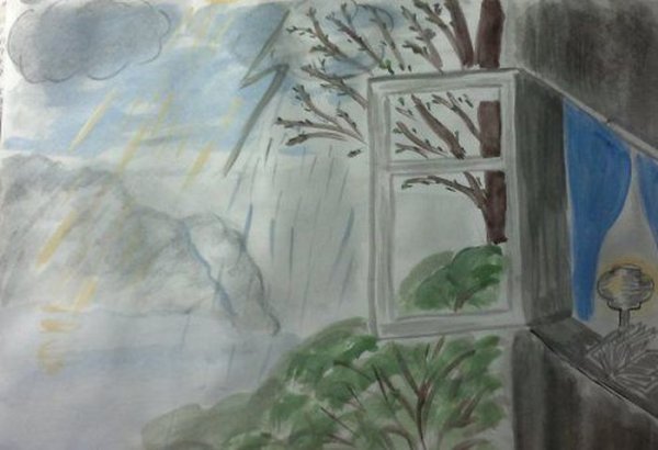 Рисунок к стихотворению Фета весенний дождь