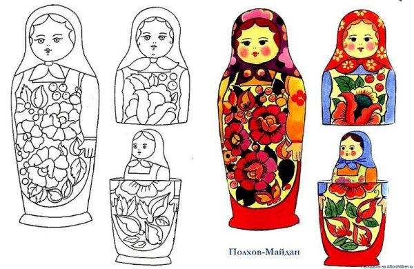 Полхов-Майданская Матрешка раскраска для детей