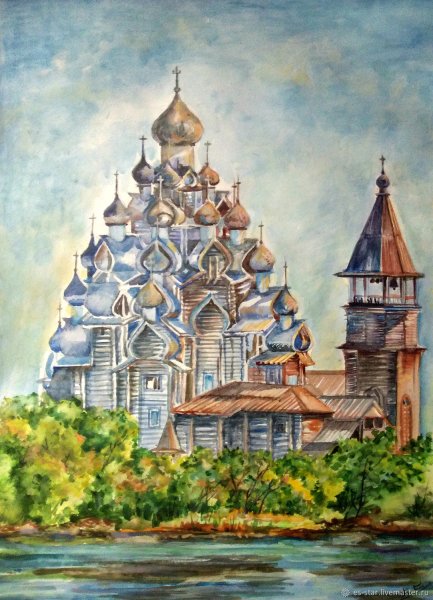 Преображенская Церковь погоста Кижи карельская зарисовка