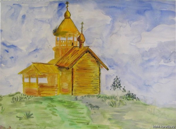 Кижи рисунок детский