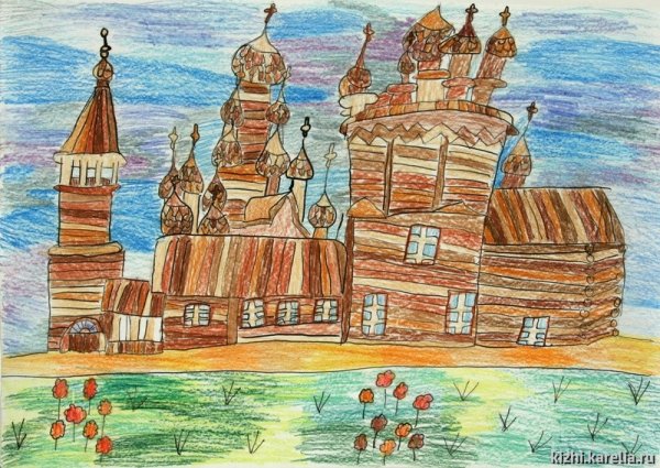 Преображенский собор Кижи карандаш
