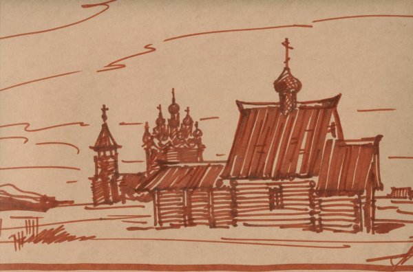 Кижи Преображенская Церковь зарисовка легкая