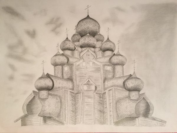Кижи Преображенская Церковь зарисовка