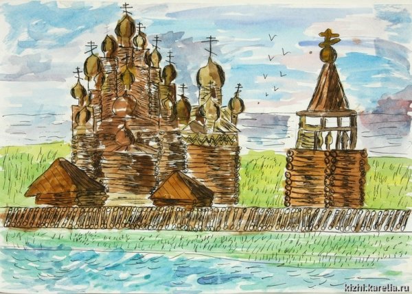 Остров Кижи нарисовать