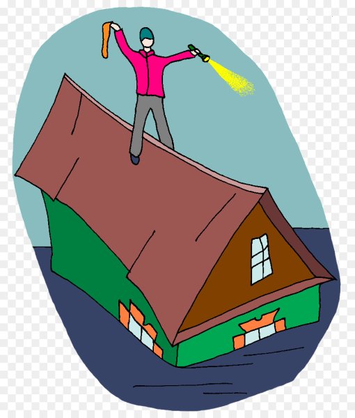 Люди на крыше при наводнении