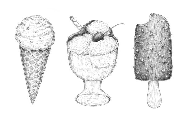 Мороженое для срисовки карандашом