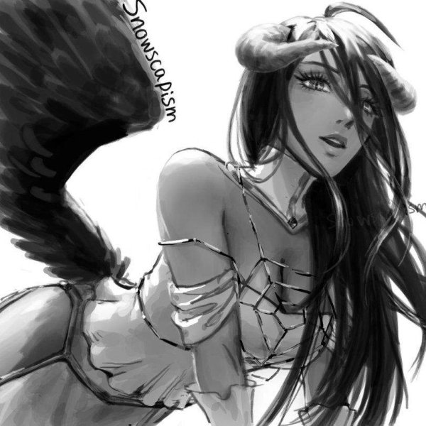 Альбедо Оверлорд черно белый